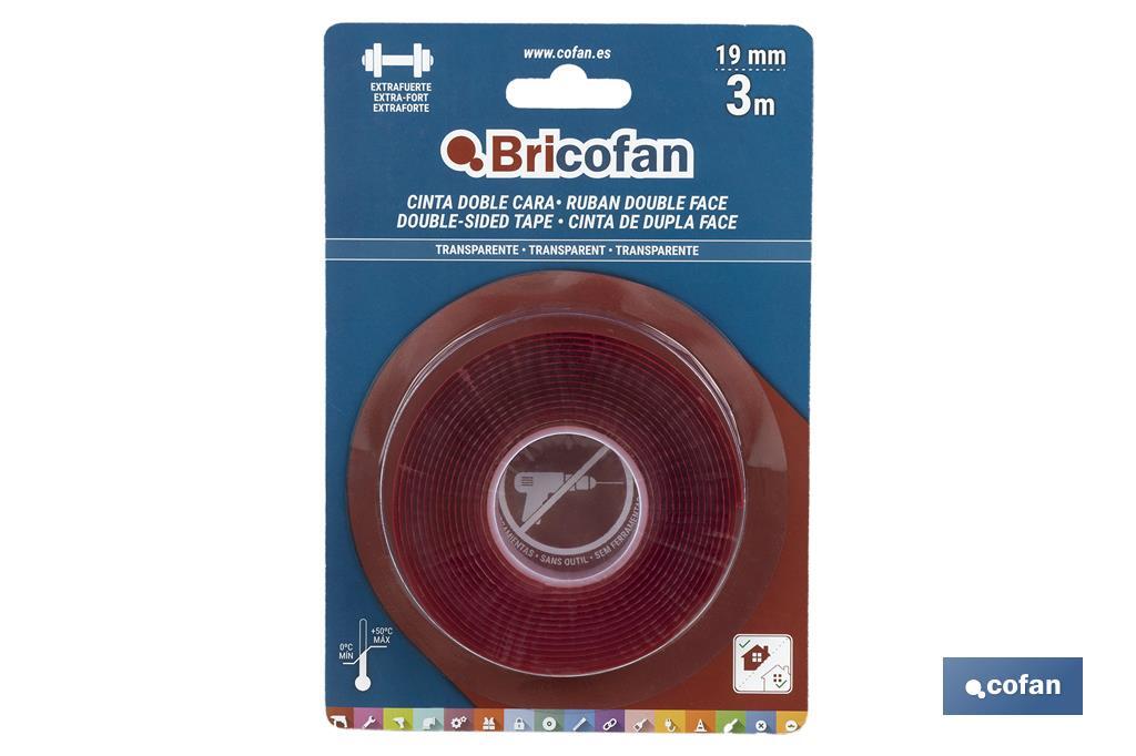 CINTA DOBLE CARA EXTRAFUERTE BRICOFAN 19 MM X 3 M