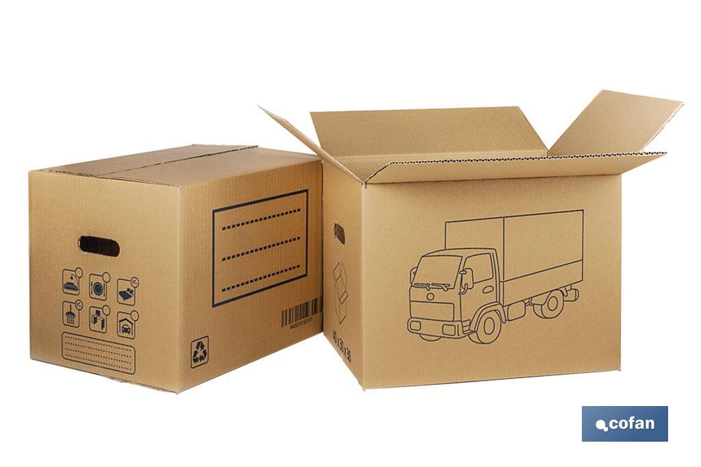 CAJA DE CARTÓN PARA MUDANZA CON ASA TROQUEL 50X35X35 CM Venta unitaria