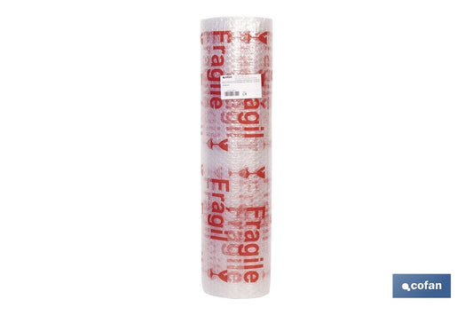 ROLLO DE PLÁSTICO DE BURBUJA FRÁGIL 40 G/M2, 0,6 X 5 M