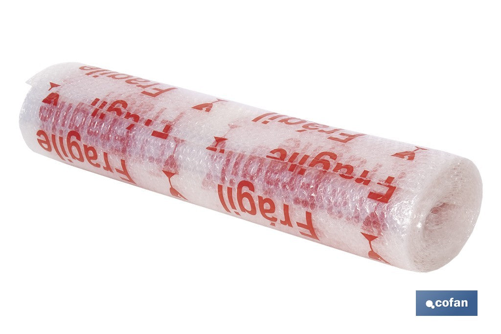 ROLLO DE PLÁSTICO DE BURBUJA FRÁGIL 40 G/M2, 0,6 X 5 M