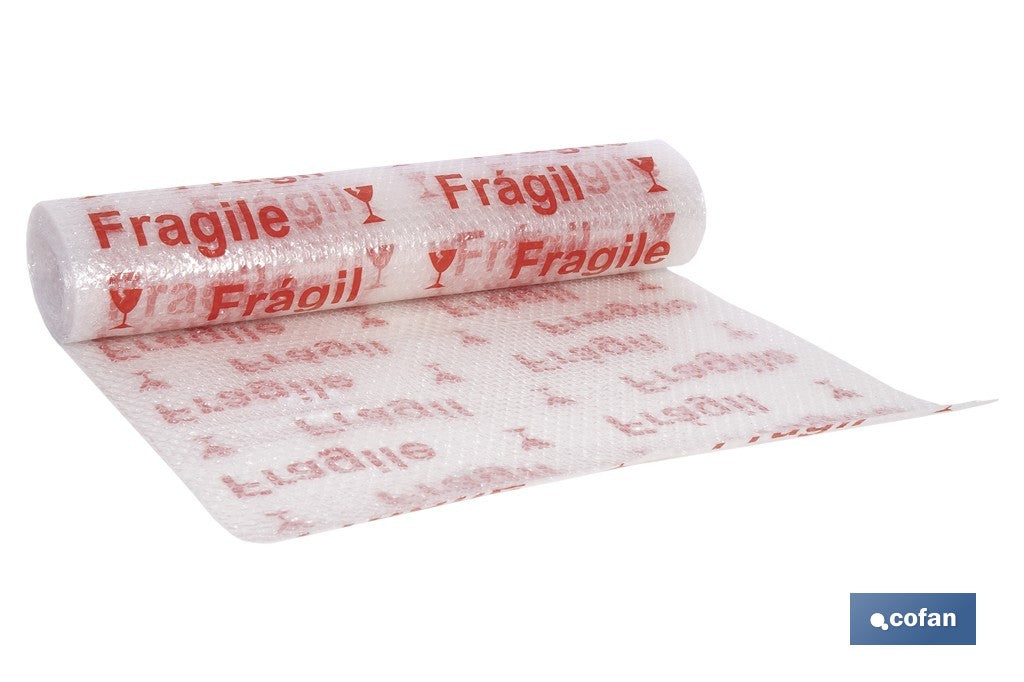 ROLLO DE PLÁSTICO DE BURBUJA FRÁGIL 40 G/M2, 0,6 X 5 M