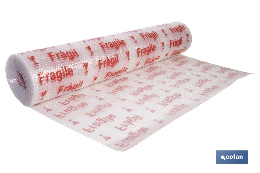 ROLLO DE PLÁSTICO DE BURBUJA FRÁGIL 40 G/M2, 1,2 X 10 M