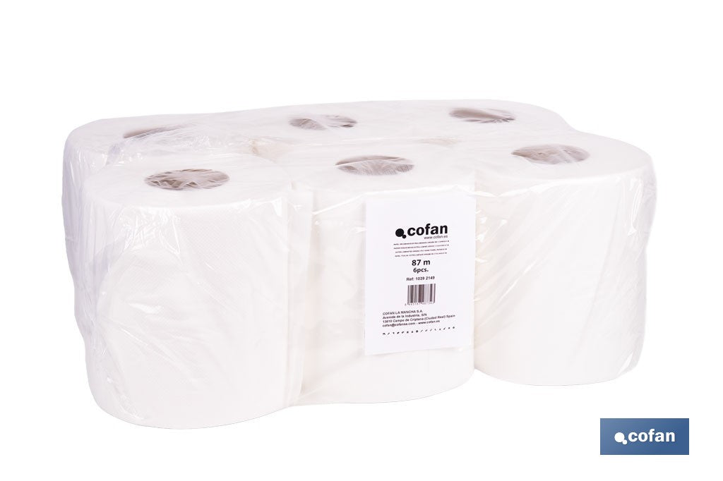 PAPEL SECAMANOS VIRGEN EXTRALAMINADO DE 2 CAPAS 90 M (6 ROLLOS)