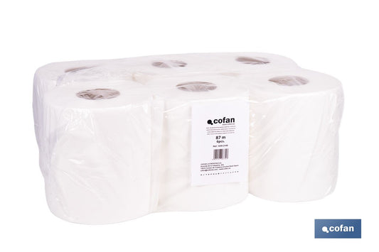 PAPEL SECAMANOS VIRGEN EXTRALAMINADO DE 2 CAPAS 90 M (6 ROLLOS)