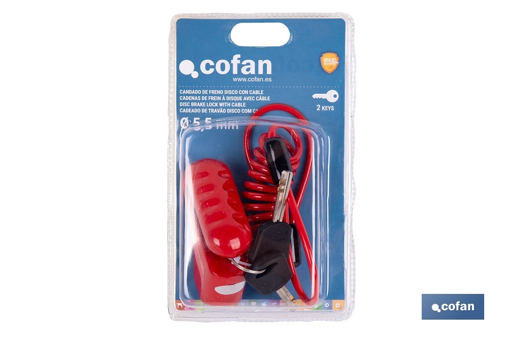 CANDADO DE FRENO DE DISCO BULÓN Ø5,5 MM CON CABLE