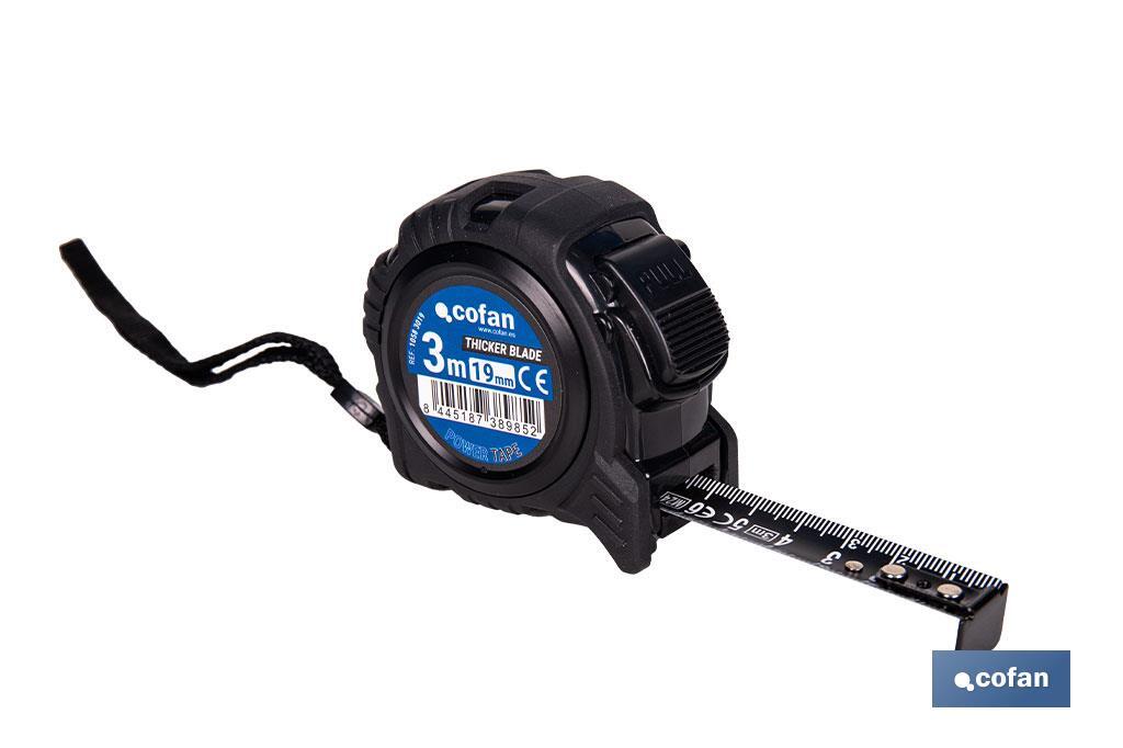 FLEXÓMETRO HOJA NEGRA DOBLE CARA 19 MM X 3 M