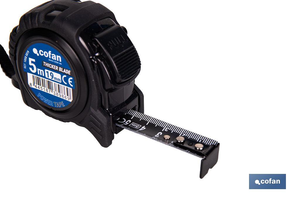 FLEXÓMETRO HOJA NEGRA DOBLE CARA 19 MM X 5 M