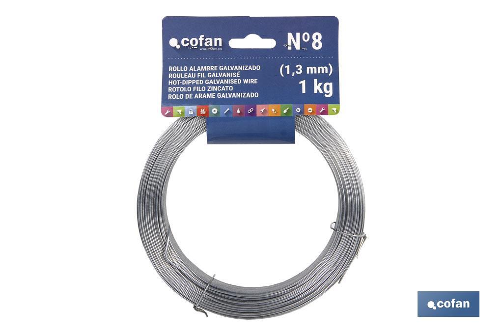 ROLLO ALAMBRE GALVANIZADO 1 Kg  (1,3mm) Nº 8