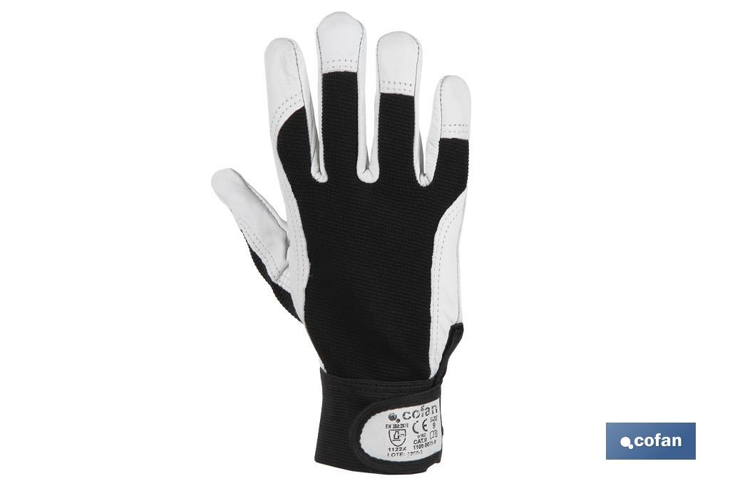GUANTE VACUNO DORSO TELA + VELCRO T-9