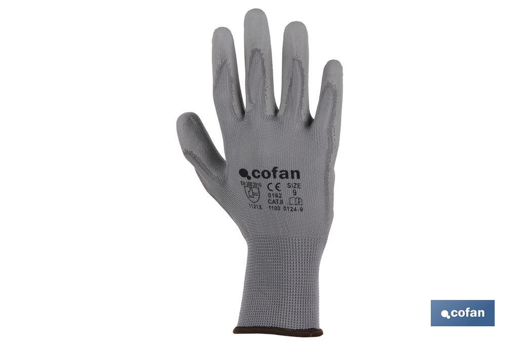 GUANTE 100%  POLIEST. IMPREG. PU GRIS T-8