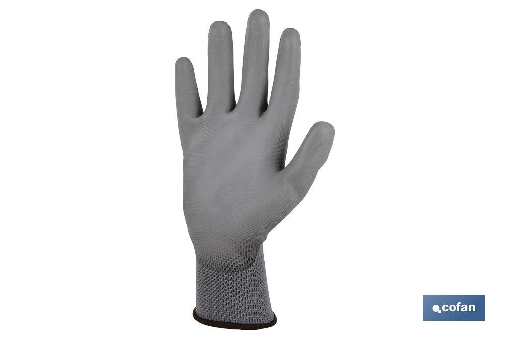 GUANTE 100% POLIEST. IMPREG. PU GRIS T-9