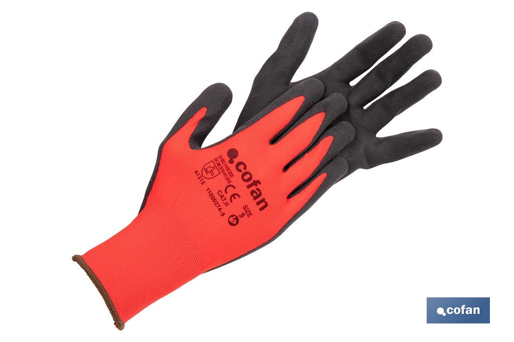 GUANTE IMPREGNADO SANDY COATED ROJO/NEGRO TALLA 10
