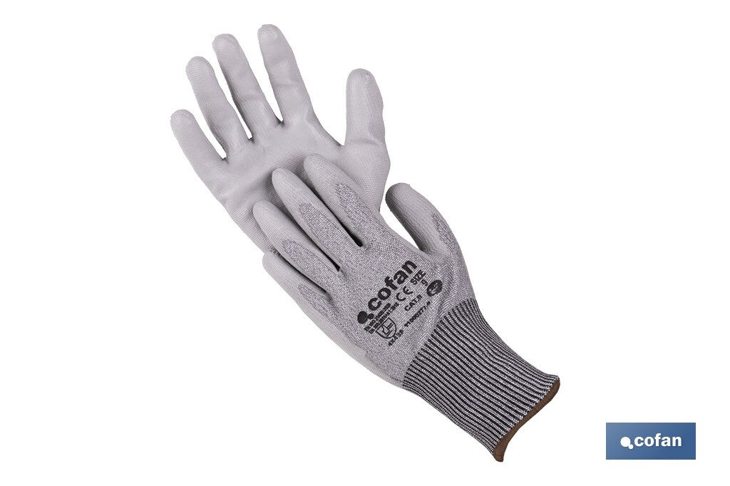 GUANTE ANTICORTE IMPREGNADO PU GRIS T-7 venta unitaria