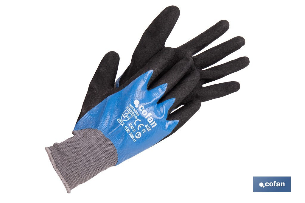 GUANTE IMPREGNADO SANDY DOBLE CAPA DE NITRILO AZUL TALLA 11
