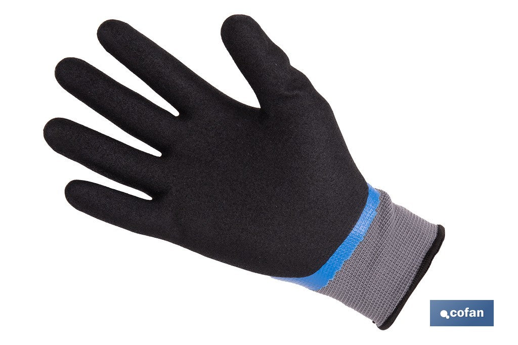 GUANTE IMPREGNADO SANDY DOBLE CAPA DE NITRILO AZUL TALLA 10 VENTA UNITARIA