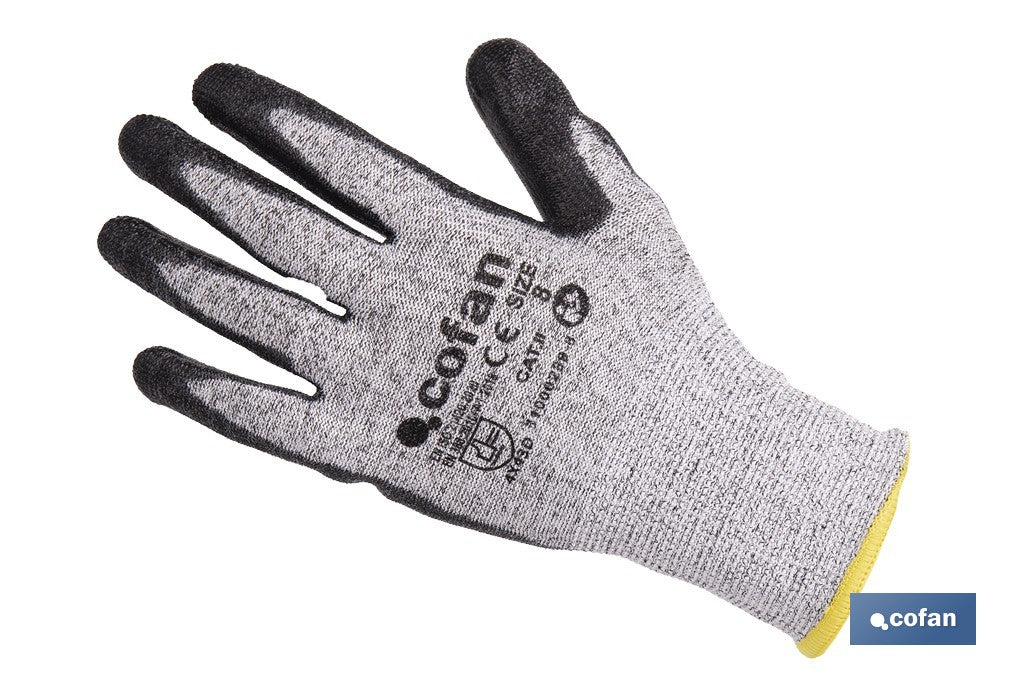GUANTE ANTICORTE ULTRA LIGERO IMPREGNADO PU NEGRO T-11 VENTA UNITARIA