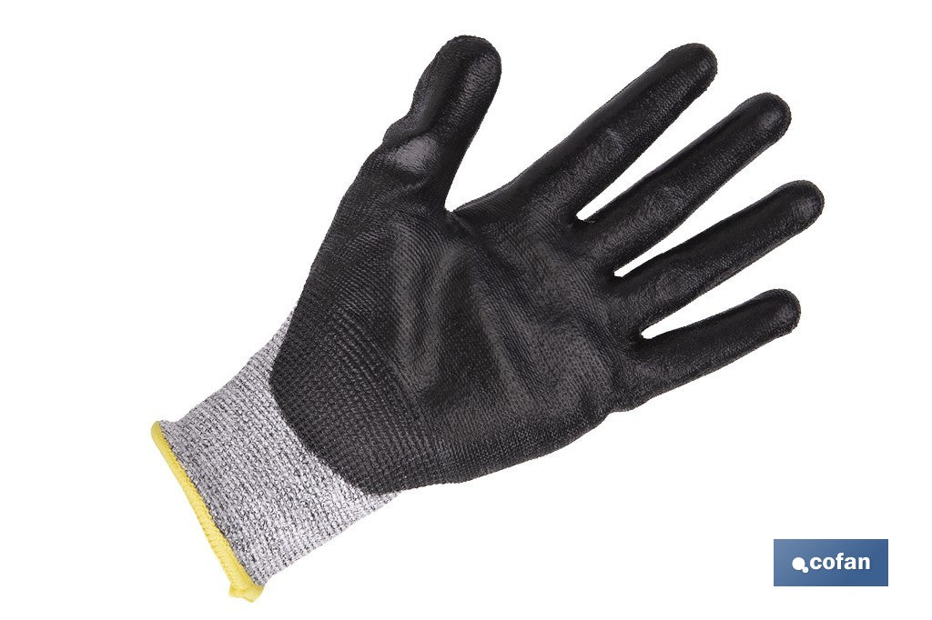 GUANTE ANTICORTE ULTRA LIGERO IMPREGNADO PU NEGRO T-10