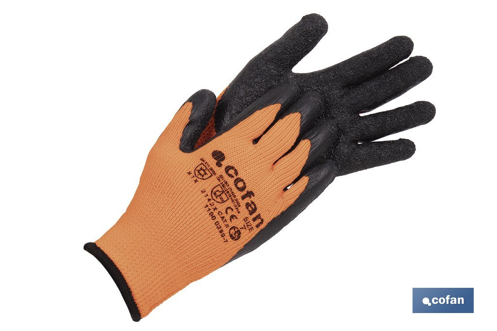 GUANTE NARANJA FLUOR CON REVESTIMIENTO LATEX TERMICO T-10