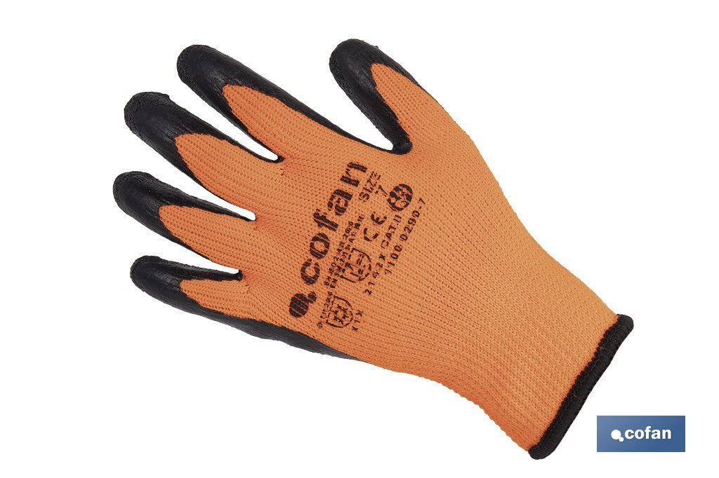 GUANTE NARANJA FLUOR CON REVESTIMIENTO LATEX TERMICO T-7