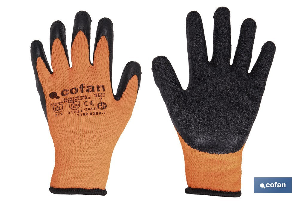 GUANTE NARANJA FLUOR CON REVESTIMIENTO LATEX TERMICO T-10