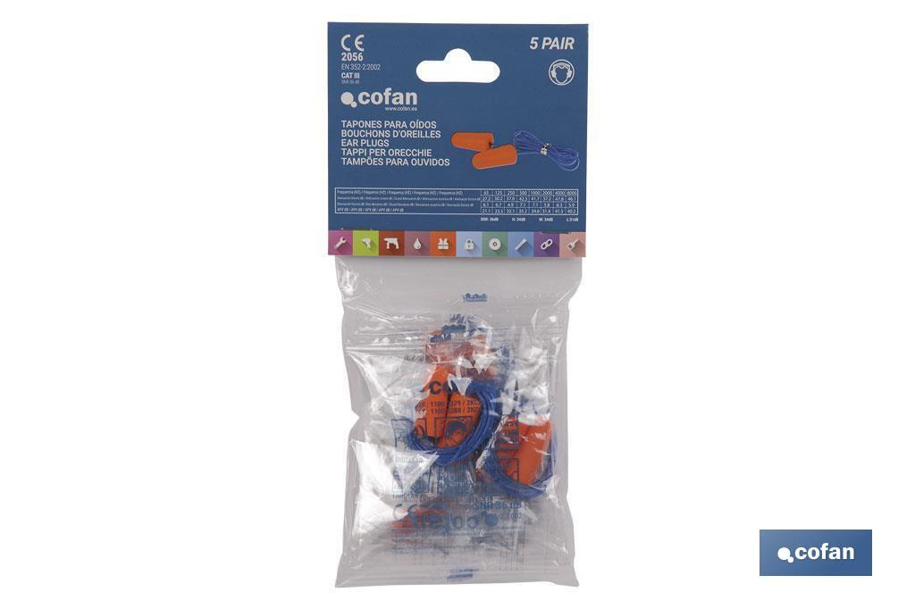 PACK 50 TAPONES (25 par) OIDOS C/CUERDA PU SNR36