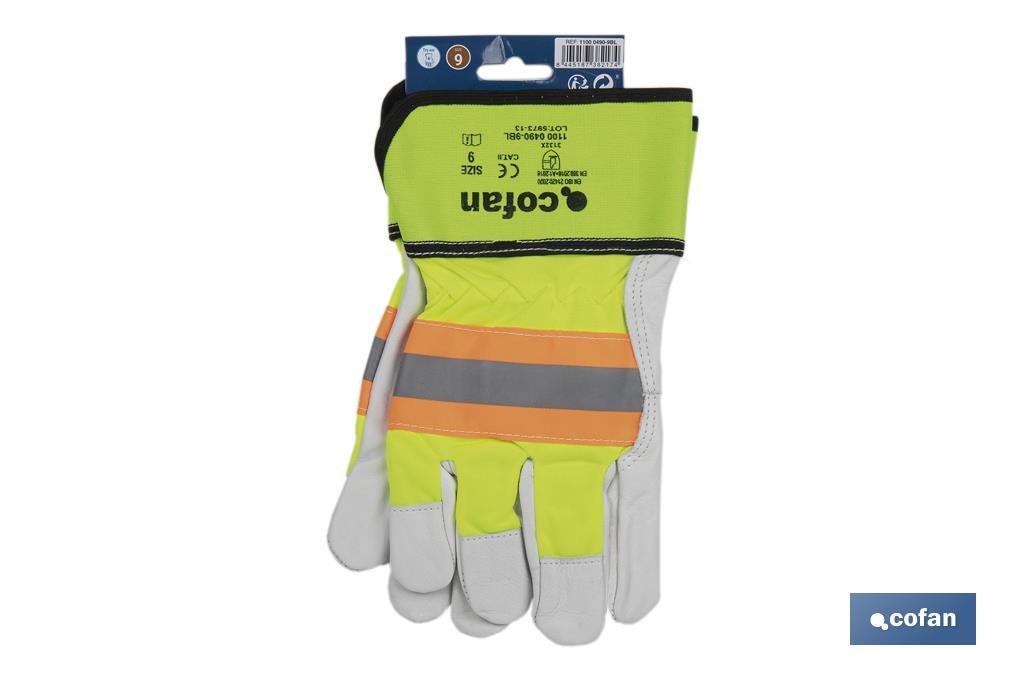 GUANTE VACUNO AMERICANO AMARILLO FLÚOR TALLA 9