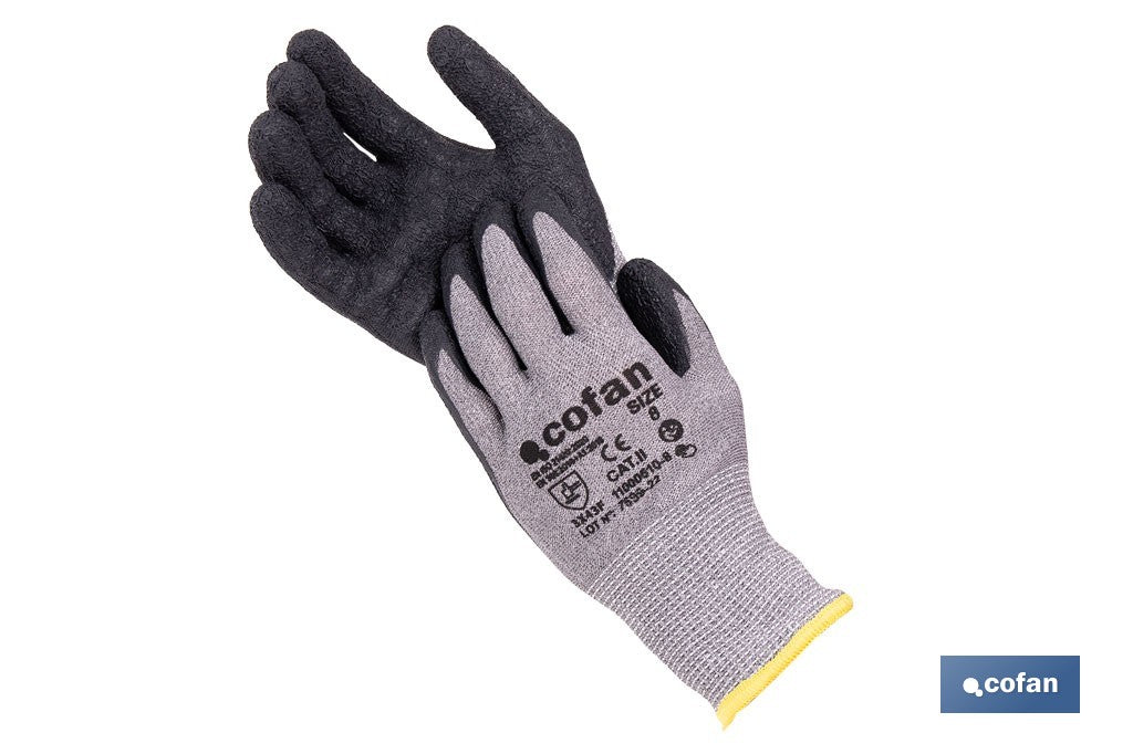 GUANTE ANTICORTE HPPE IMPREGNADO DE LATEX RUGOSO TALLA 10 VENTA UNITARIA