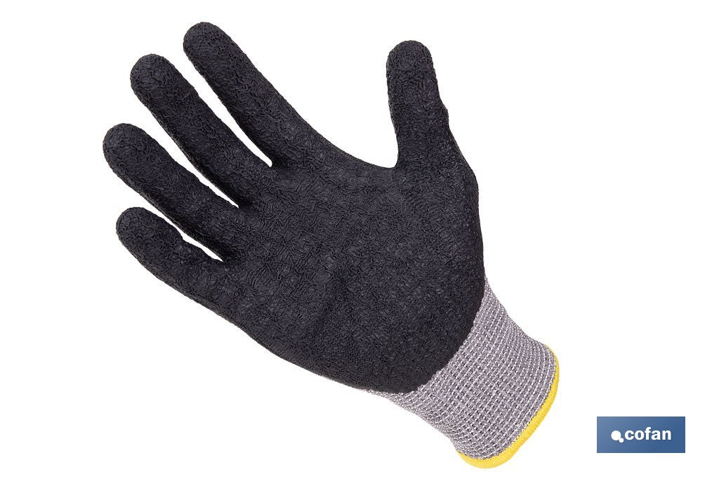 GUANTE ANTICORTE HPPE IMPREGNADO DE LATEX RUGOSO TALLA 6 VENTA UNITARIA