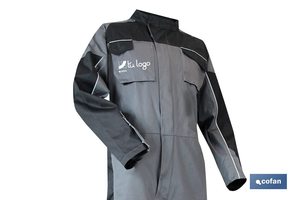 MONO DE TRABAJO BIRO 280gms/m GRIS-NEGRO T-XXL