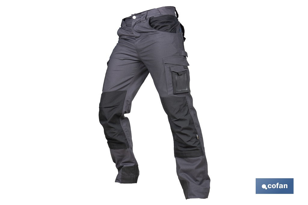 PANTALÓN DE TRABAJO HEIMDALL ELASTANO 280 G/M2 GRIS OSCURO CON DETALLES NEGROS TALLA 54