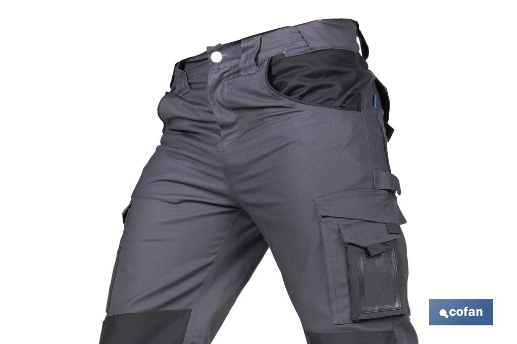 PANTALÓN DE TRABAJO HEIMDALL ELASTANO 280 G/M2 GRIS OSCURO CON DETALLES NEGROS TALLA 38