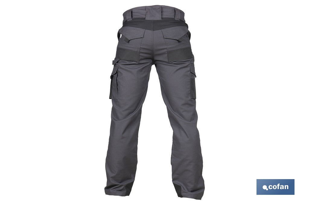 PANTALÓN DE TRABAJO HEIMDALL ELASTANO 280 G/M2 GRIS OSCURO CON DETALLES NEGROS TALLA 54