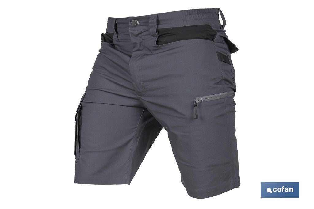 BERMUDAS DE TRABAJO FRIGG ELASTANO 215 G/M2 GRIS OSCURO CON DETALLES NEGROS TALLA 46