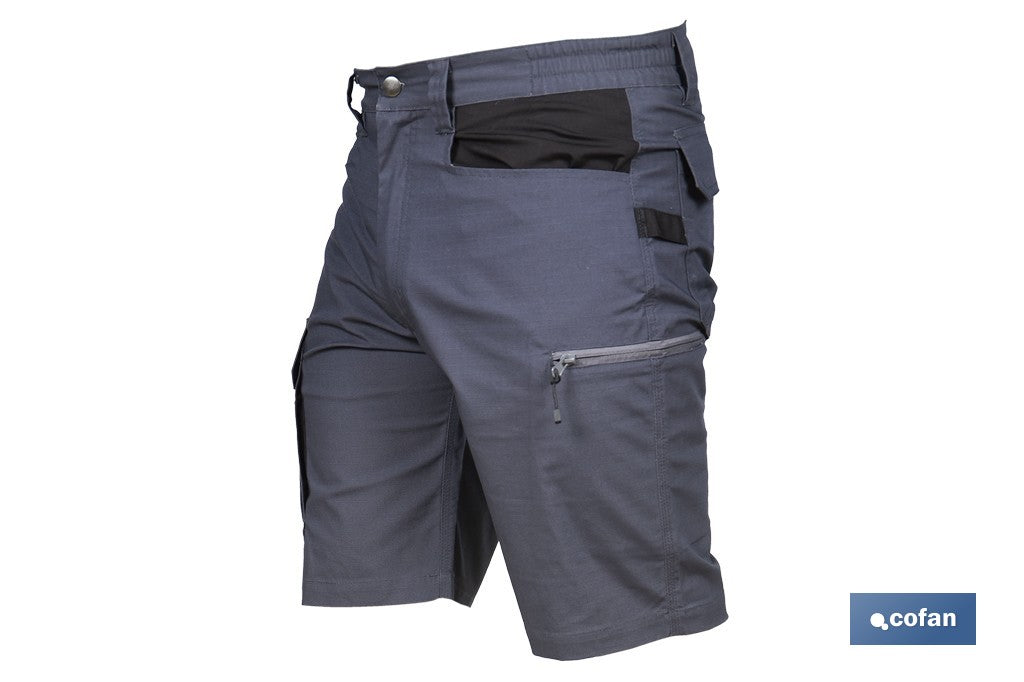 BERMUDAS DE TRABAJO FRIGG ELASTANO 215 G/M2 GRIS OSCURO CON DETALLES NEGROS TALLA 54