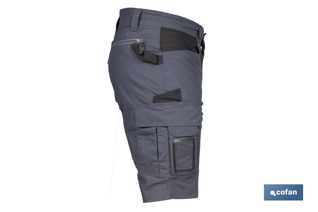 BERMUDAS DE TRABAJO FRIGG ELASTANO 215 G/M2 GRIS OSCURO CON DETALLES NEGROS TALLA 56