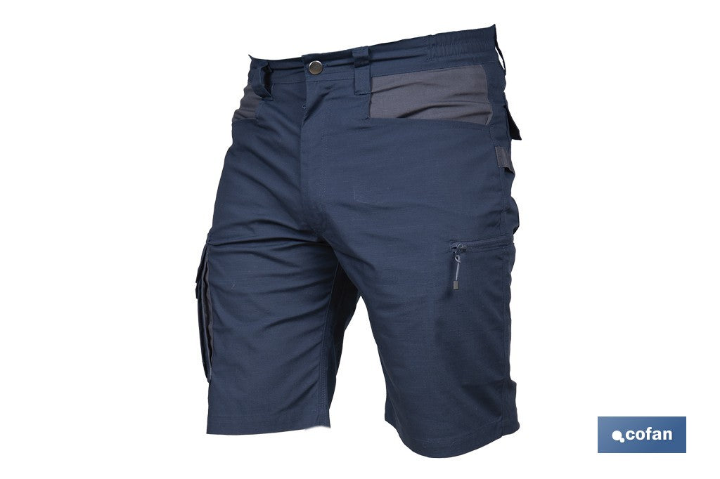 BERMUDAS DE TRABAJO TYR ELASTANO 215 G/M2 AZUL MARINO CON DETALLES GRISES TALLA 40