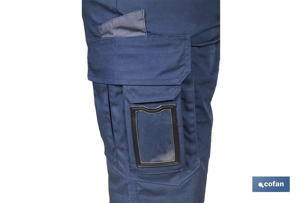 BERMUDAS DE TRABAJO TYR ELASTANO 215 G/M2 AZUL MARINO CON DETALLES GRISES TALLA 62
