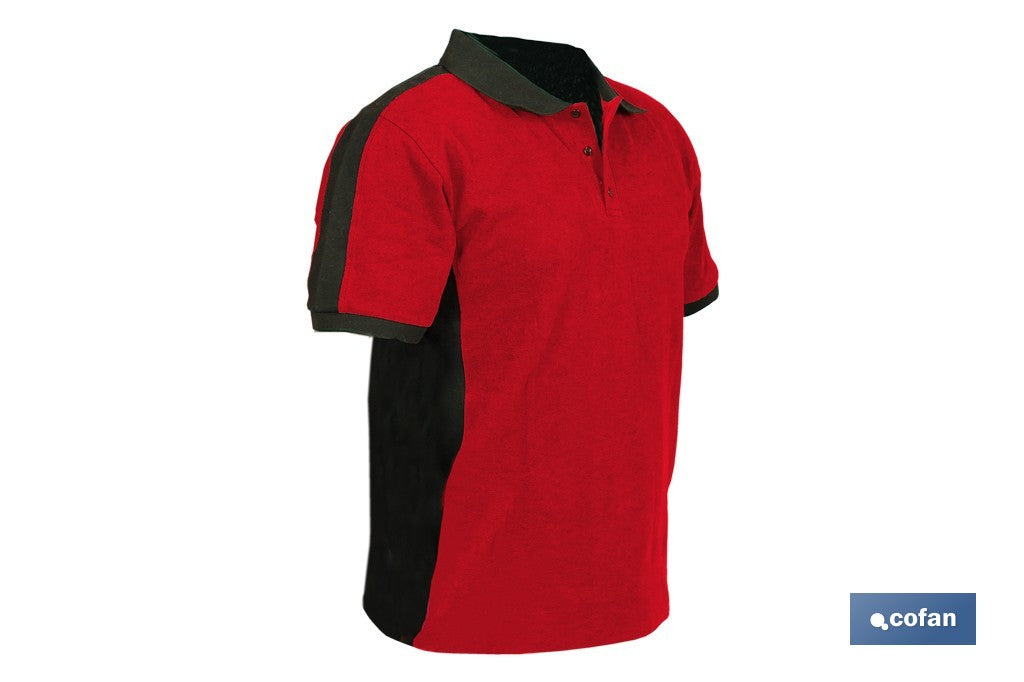 POLO HELA ELASTANO 210 G/M2 ROJO OSCURO-NEGRO TALLA M