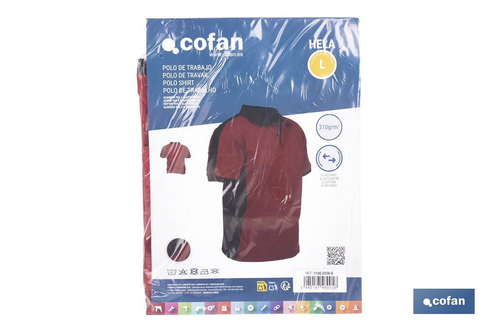 POLO HELA ELASTANO 210 G/M2 ROJO OSCURO-NEGRO TALLA XXXL