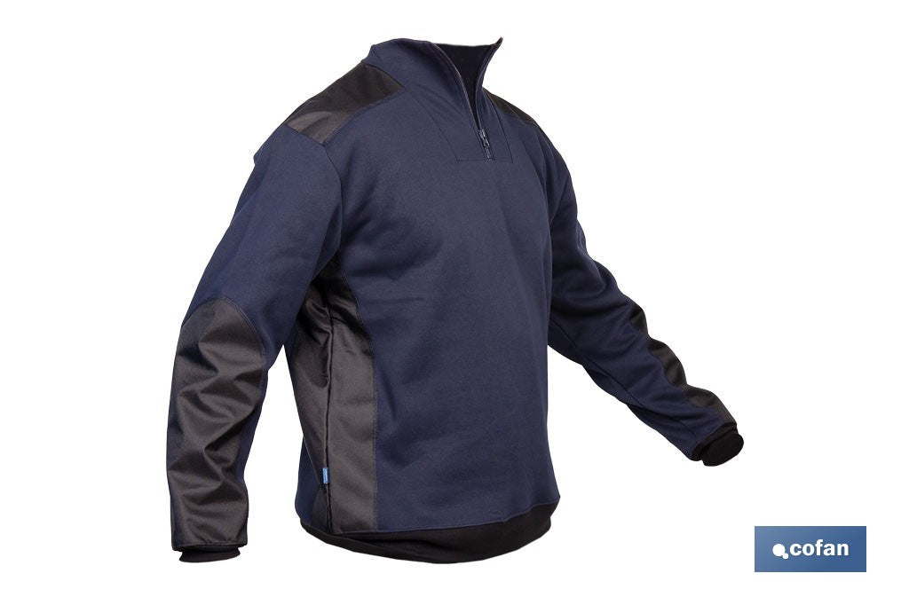 SUDADERA RANGER CUELLO CREMALLERA 280GMS AZUL-NEGRO T-M
