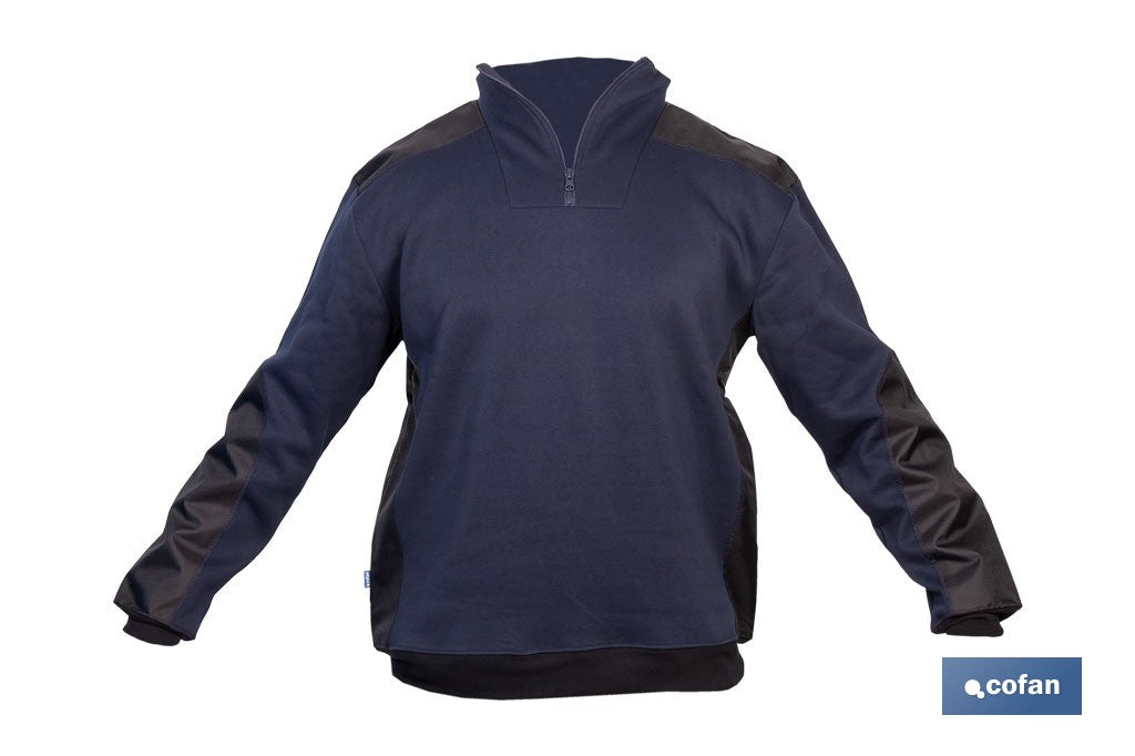 SUDADERA RANGER CUELLO CREMALLERA 280GMS AZUL-NEGRO T-XL
