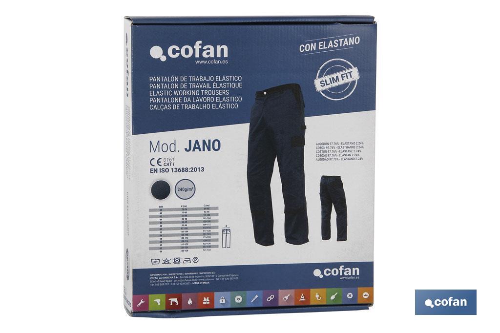 PANTALON TRAB. FLEX. JANO SLIM FIT MARINO/NEGRO T-54