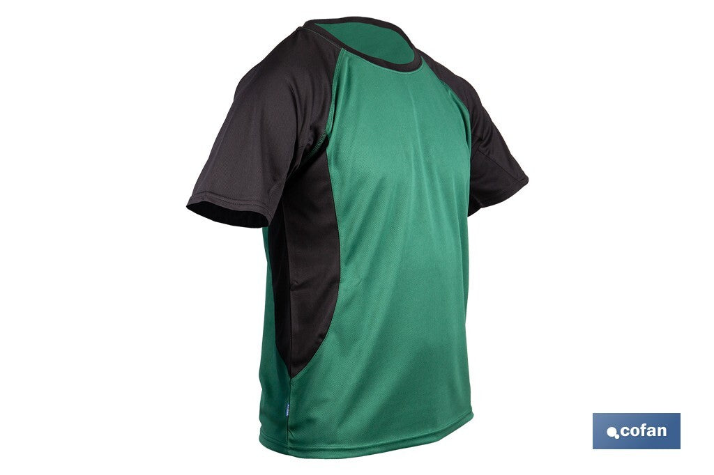 CAMISETA TRANSPIRABLE MODELO PILOTE VERDE-NEGRA 160 g/m2 TALLA-M