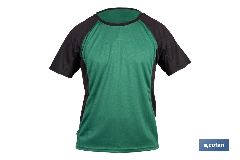CAMISETA TRANSPIRABLE MODELO PILOTE VERDE-NEGRA 160 g/m2 TALLA-XXXL