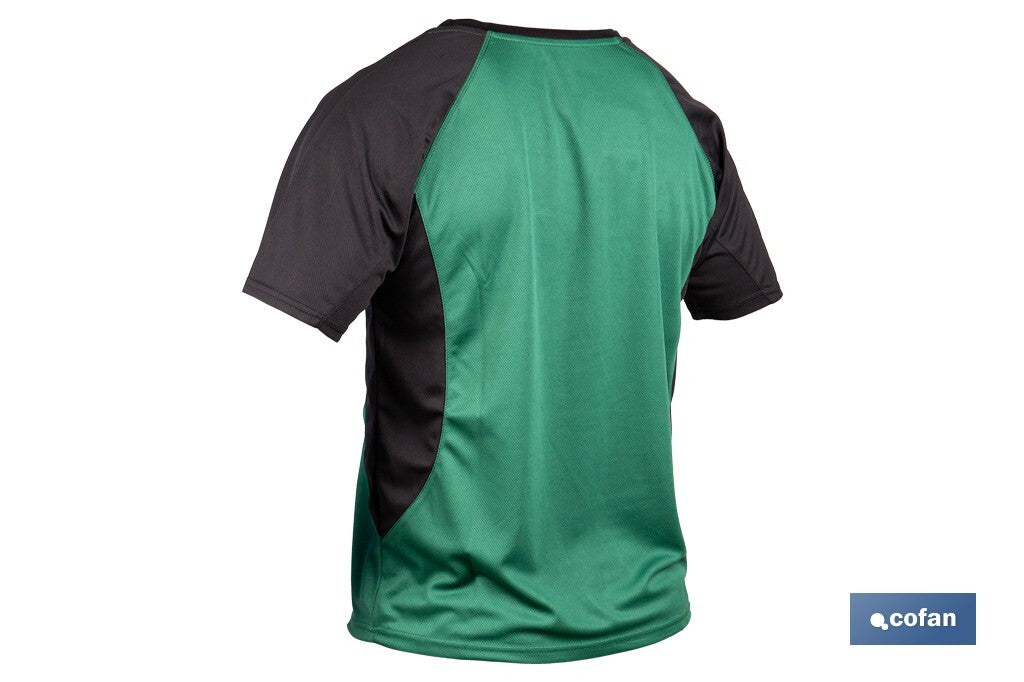 CAMISETA TRANSPIRABLE MODELO PILOTE VERDE-NEGRA 160 g/m2 TALLA-L