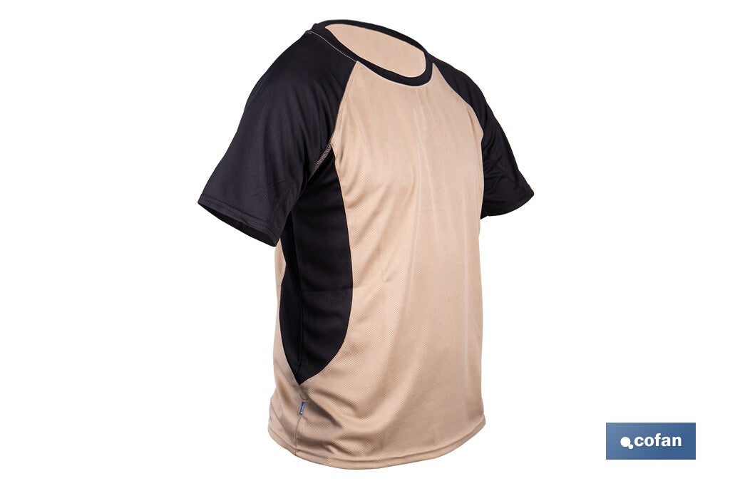 CAMISETA TRANSPIRABLE MODELO PILOTE BEIGE-NEGRA 160 g/m2 TALLA-M
