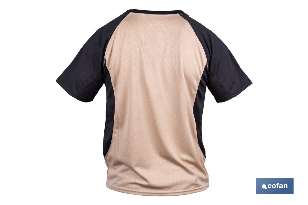 CAMISETA TRANSPIRABLE MODELO PILOTE BEIGE-NEGRA 160 g/m2 TALLA-L