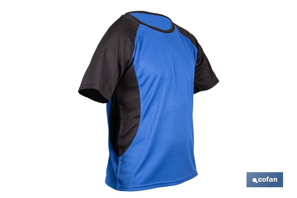 CAMISETA TRANSPIRABLE MODELO PILOTE AZUL-NEGRA 160 g/m2 TALLA-XXL