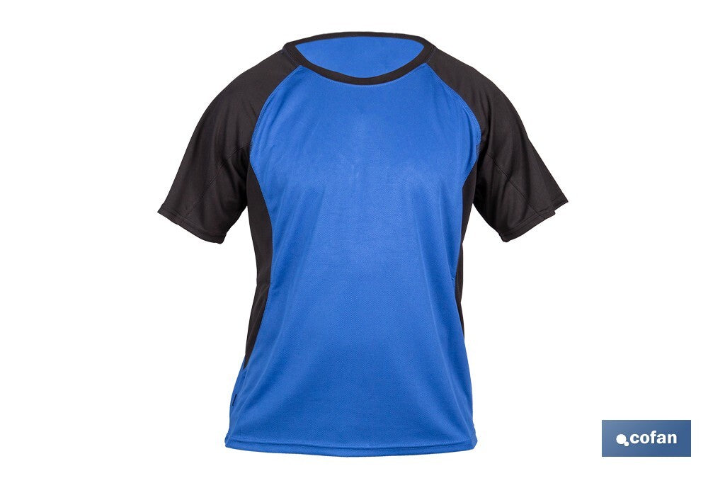 CAMISETA TRANSPIRABLE MODELO PILOTE AZUL-NEGRA 160 g/m2 TALLA-L