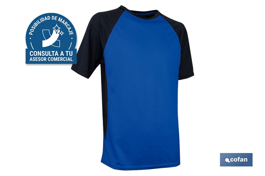 CAMISETA TRANSPIRABLE MODELO PILOTE AZUL-NEGRA 160 g/m2 TALLA-XL